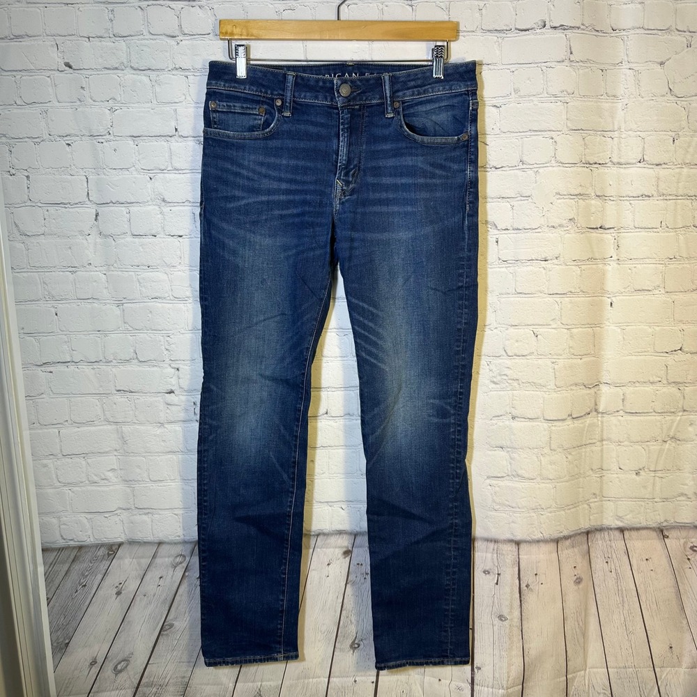 American Eagle Next Level Flex Slim Straight Jeans Mens 32 Dark Wash Blue